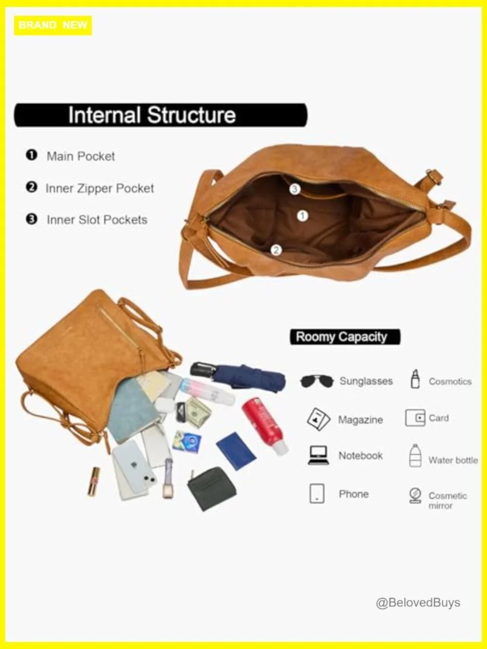 Large Faux Leather Hobo Bag Adjustable Strap Tote Crossbody Shoulder Purse